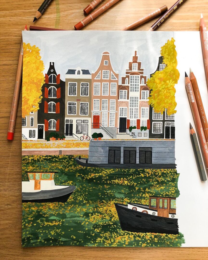 Illustratie groet uit Amsterdam